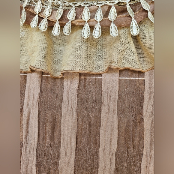 Pretty Angel Brown Striped Ruffle Cascade Sleeveless Vest Size M - Picture 11 of 14